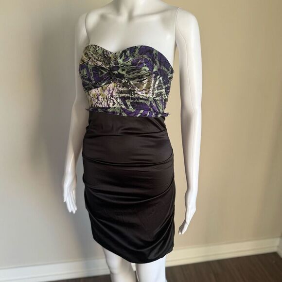 Vintage Rubber Ducky Strapless Satin Ruched Dress - Picture 2 of 6